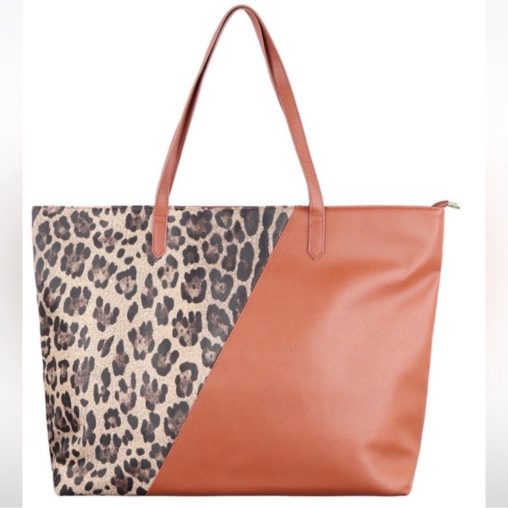 Vegan Leather and Cheetah Extra Large Tote